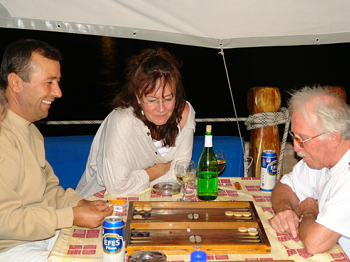 Captain Mehmet loves a game of Backgammon