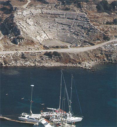 Knidos-Cnidus, boats in front of the amph theatre
